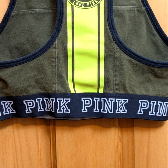 Victoria's Secret PINK Crop Haut Court High-Neck Sports Bra Green Size SP(AA-C) - Picture 5 of 9